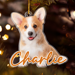 Personalized Dog Cat Photo Ornament - Customized Pet Photo Shaped Acrylic Ornaments, Acrylic Dog Cat Ornaments for Christmas Tree, Gift for Pet Lovers