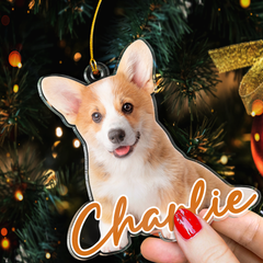 Personalized Dog Cat Photo Ornament - Customized Pet Photo Shaped Acrylic Ornaments, Acrylic Dog Cat Ornaments for Christmas Tree, Gift for Pet Lovers