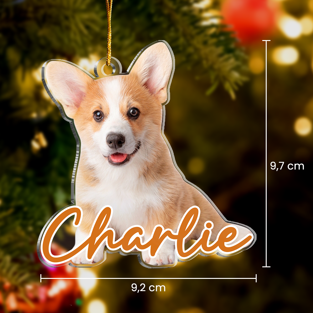 Personalized Dog Cat Photo Ornament - Customized Pet Photo Shaped Acrylic Ornaments, Acrylic Dog Cat Ornaments for Christmas Tree, Gift for Pet Lovers