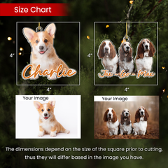 Personalized Dog Cat Photo Ornament - Customized Pet Photo Shaped Acrylic Ornaments, Acrylic Dog Cat Ornaments for Christmas Tree, Gift for Pet Lovers