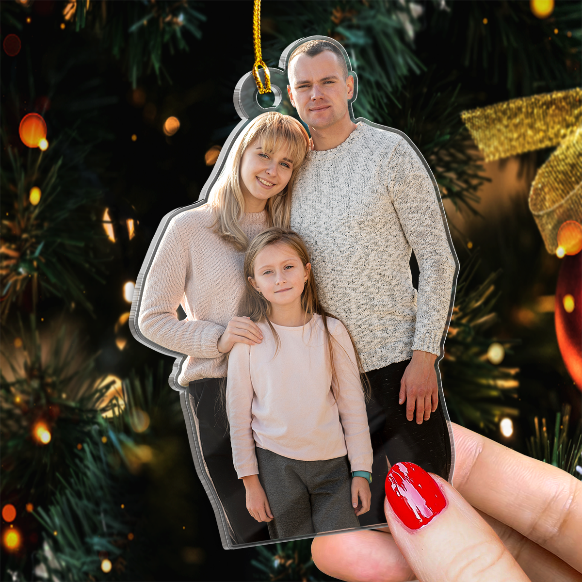 Personalized Family Photo Ornament - Customized Photo Shaped Acrylic Ornaments, Custom Christmas Ornaments, Birthday Gift for Family Members