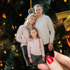 Personalized Family Photo Ornament - Customized Photo Shaped Acrylic Ornaments, Custom Christmas Ornaments, Birthday Gift for Family Members