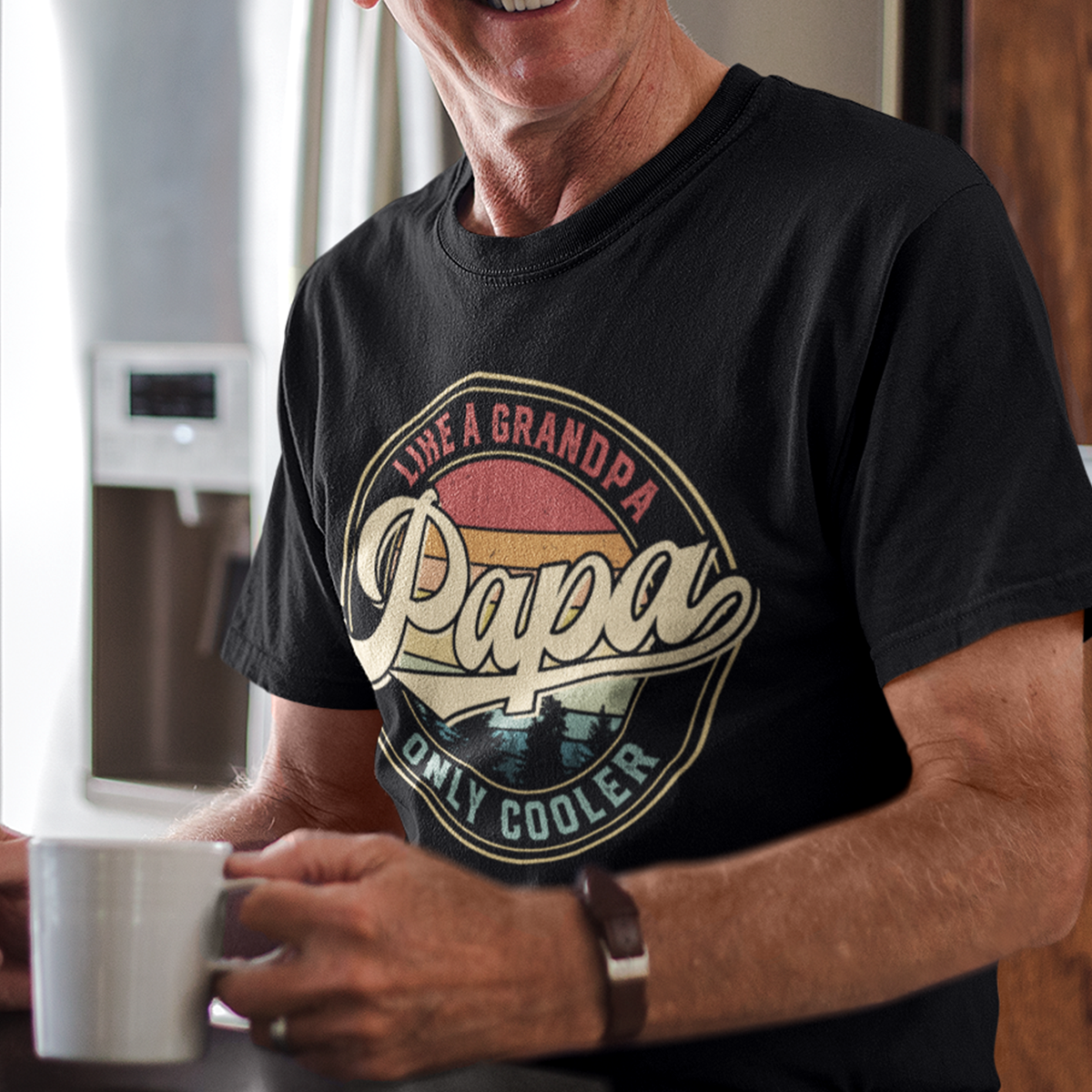 Papa Like A Grandpa Only Cooler Funny Fathers Day T-Shirt