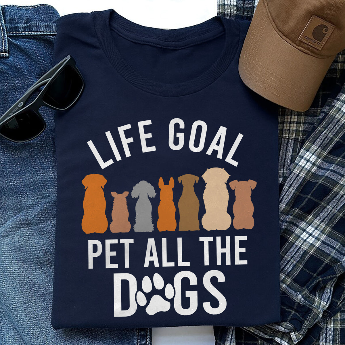 Life Goal Pet All The Dogs Shirt For Women Adult Funny Dog T-Shirt Womenswear