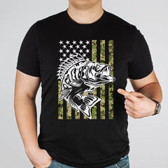 Fishing American Flag Vintage Tshirt USA Bass Fisherman Gift