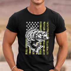 Fishing American Flag Vintage Tshirt USA Bass Fisherman Gift