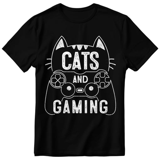 Cats And Gaming Funny Cat Lover Gaming Gift Gamer T-Shirt