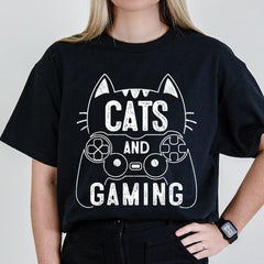 Cats And Gaming Funny Cat Lover Gaming Gift Gamer T-Shirt