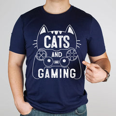 Cats And Gaming Funny Cat Lover Gaming Gift Gamer T-Shirt