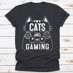 Cats And Gaming Funny Cat Lover Gaming Gift Gamer T-Shirt
