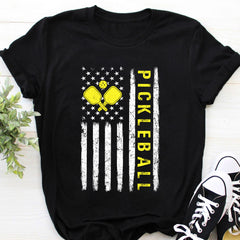 US Flag Pickleball Player Paddleball Lover T-Shirt