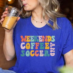 Weekends Coffee and Soccer Shirt Soccer Mom Tshirts for Women Soccer Gift Shirt