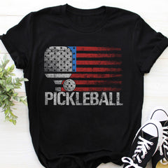America Flag Pickleball Player Paddleball Lover T-Shirt