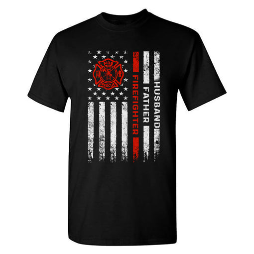 Husband, Brothers, Dad, Boyfriend, Birthday, Father's Day, American Flag, 4th of July, Firefighter, T-Shirts For Men, Black, S