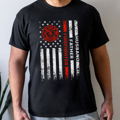Husband, Brothers, Dad, Boyfriend, Birthday, Father's Day, American Flag, 4th of July, Firefighter, T-Shirts For Men, Black, S