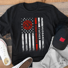 Husband, Brothers, Dad, Boyfriend, Birthday, Father's Day, American Flag, 4th of July, Firefighter, T-Shirts For Men, Black, S