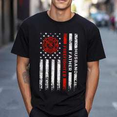 Husband, Brothers, Dad, Boyfriend, Birthday, Father's Day, American Flag, 4th of July, Firefighter, T-Shirts For Men, Black, S