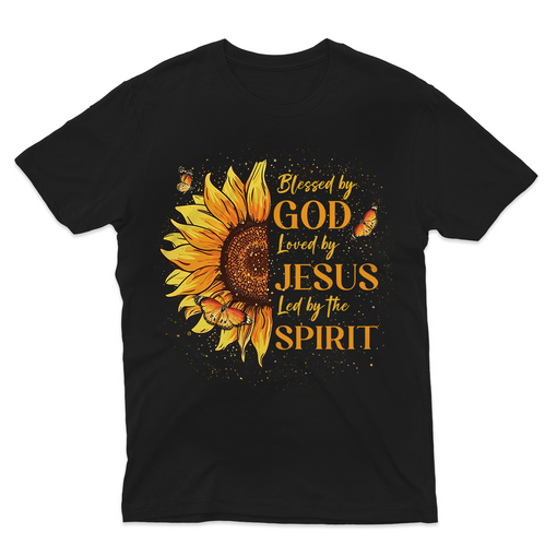 Blessed By God Loved By Jesus Sunflower T-Shirt