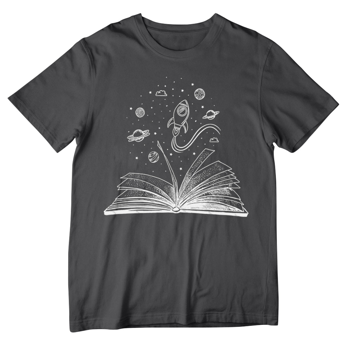 Books and Space T-Shirt Space Lover Gift For Bookworm Astronomy Tee