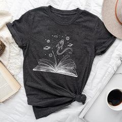 Books and Space T-Shirt Space Lover Gift For Bookworm Astronomy Tee