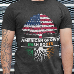 American Grown Irish Roots Flag Ireland St Patrick's Day T-Shirt