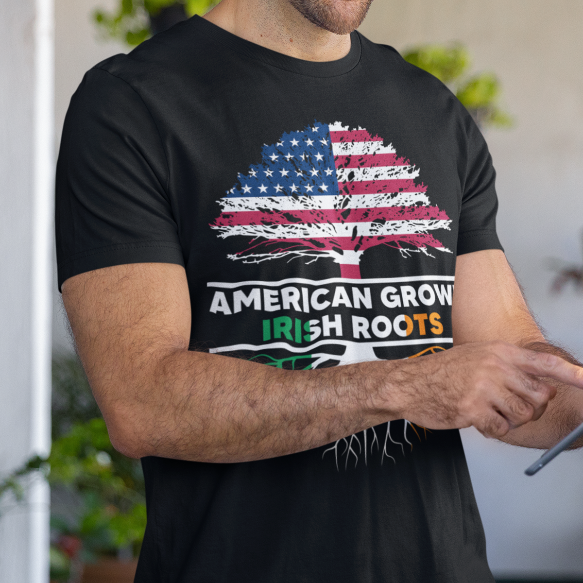 American Grown Irish Roots Flag Ireland St Patrick's Day T-Shirt