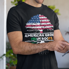American Grown Irish Roots Flag Ireland St Patrick's Day T-Shirt
