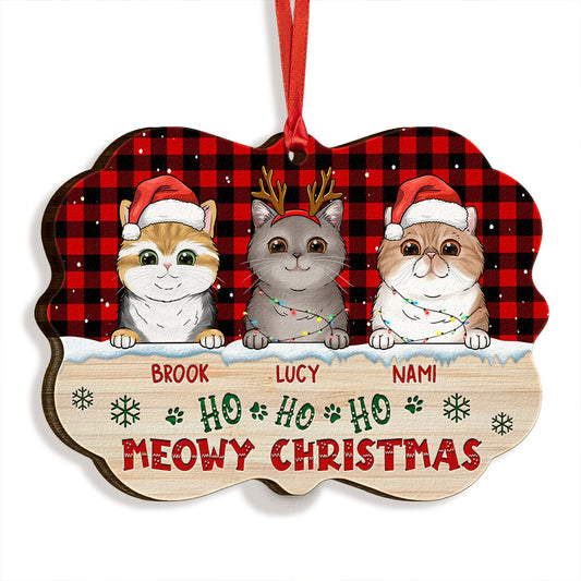 Ho Ho Ho Meowy Christmas Personalized Ornament For Cat Lover