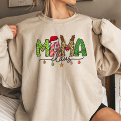 Sandjest Christmas Crewneck Sweatshirt Mama Claus Gift for Mom Mother Women Xmas Gift for Your Beloved
