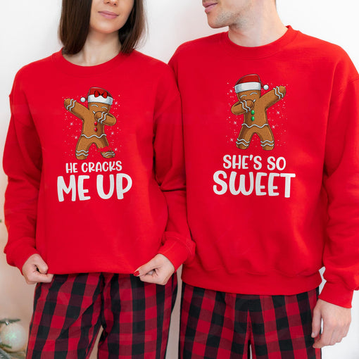 Sandjest Christmas Couple Sweatshirt Gingerbread Couple Gifts for Husband Wife Girlfriend Boyfriend