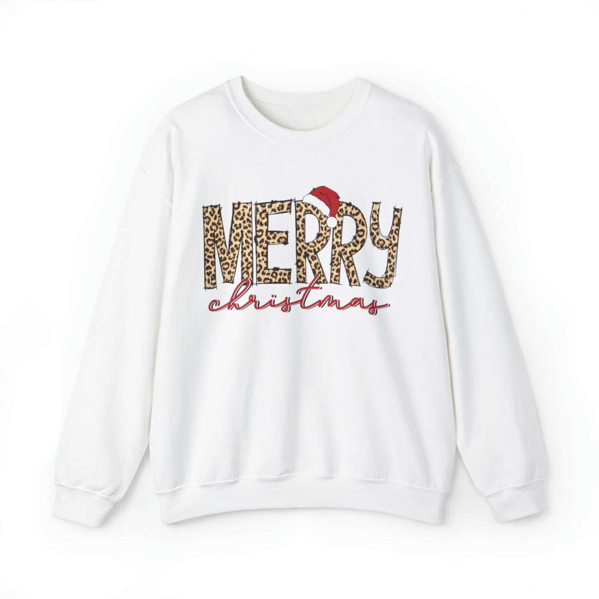 Sandjest Merry Christmas Crewneck Sweatshirt Leopard Style Christmas Family Shirt Holiday Gift for Women Girl