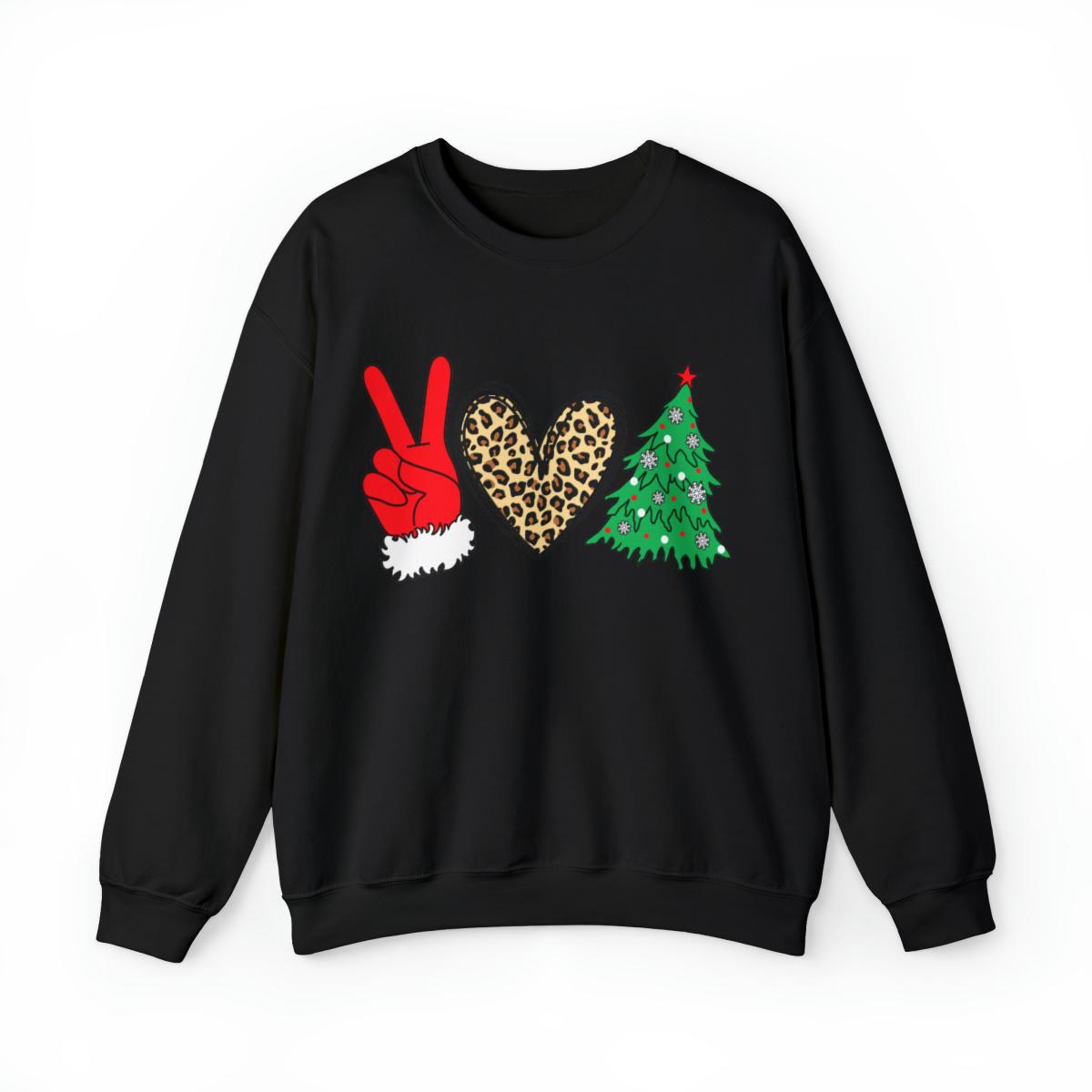 Sandjest Peace Love Christmas Crewneck Sweatshirt Funny Gift for Women Friend Girl Xmas Gifts