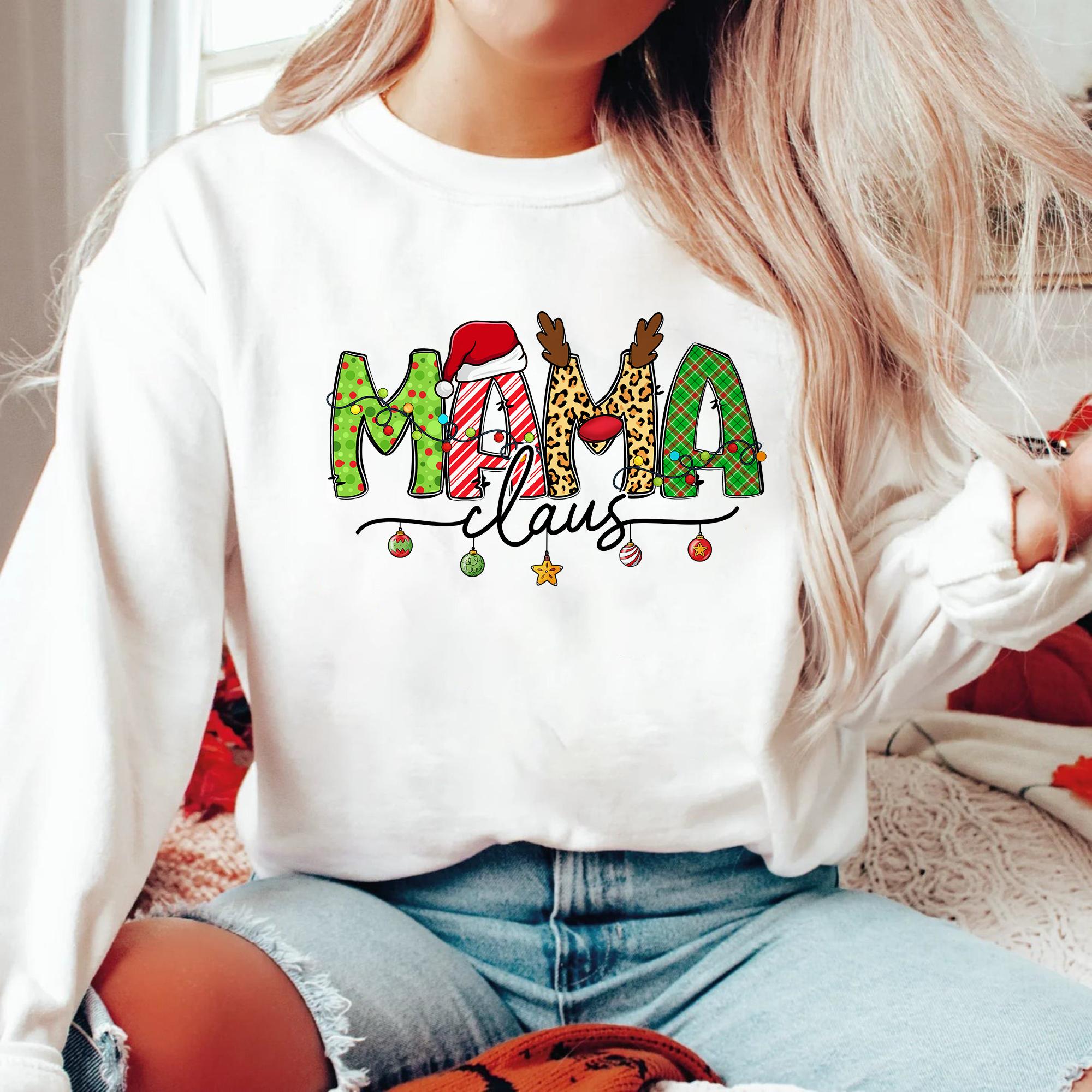 Sandjest Christmas Crewneck Sweatshirt Mama Claus Gift for Mom Mother Women Xmas Gift for Your Beloved