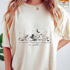 Sandjest Christian T-Shirt If the Stars Were Made to Worship So Will I Gift for Jesus Lover Bible Lovers
