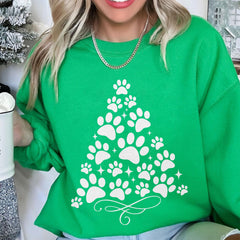 Sandjest Merry Christmas Paw Crewneck Sweatshirt Gift for Pet Lover Dog Mom