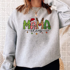 Sandjest Christmas Crewneck Sweatshirt Mama Claus Gift for Mom Mother Women Xmas Gift for Your Beloved