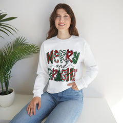 Sandjest Merry Christmas Crewneck Sweatshirt Merry and Bright Xmas Tee Gift for Women Men Friend
