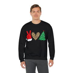 Sandjest Peace Love Christmas Crewneck Sweatshirt Funny Gift for Women Friend Girl Xmas Gifts