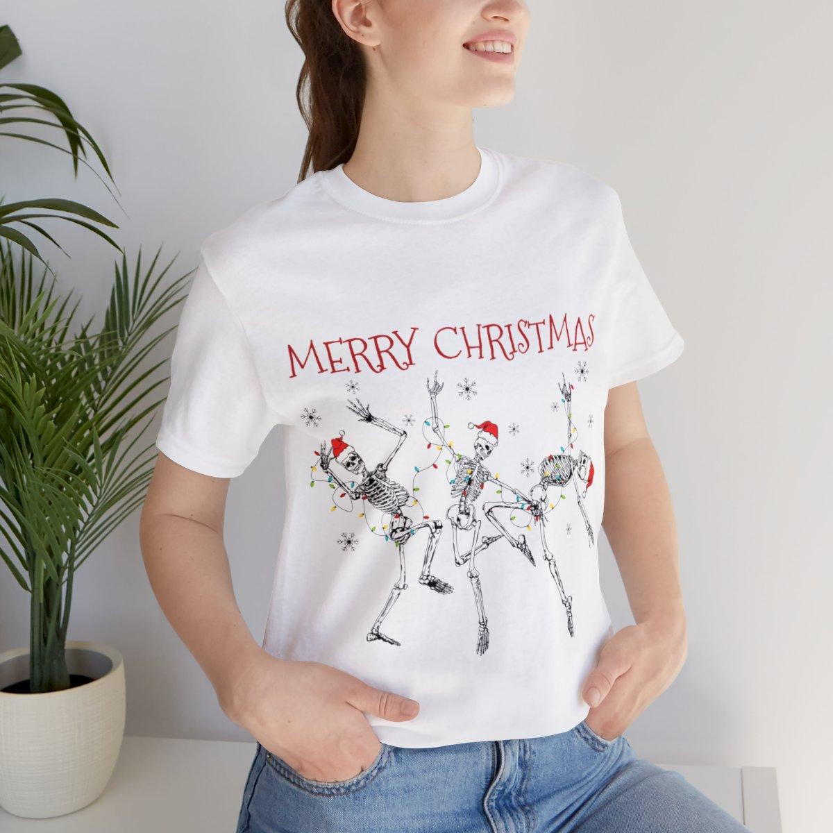 Sandjest Funny Christmas Tshirt Dancing Skeleton Gift for Women Girl Friend