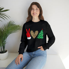 Sandjest Peace Love Christmas Crewneck Sweatshirt Funny Gift for Women Friend Girl Xmas Gifts