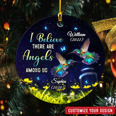 Memorial Mom Dad There Are Angel Among Us Personalized Ornament