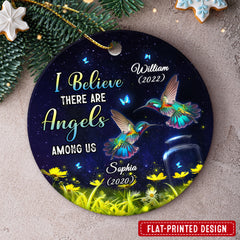 Memorial Mom Dad There Are Angel Among Us Personalized Ornament