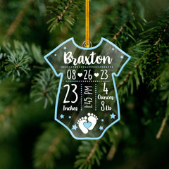 Personalized Baby 1St Christmas Acrylic Ornament With Date Of Birth Design