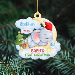 Personalized Baby 1St Christmas Wood Ornament Made With Love