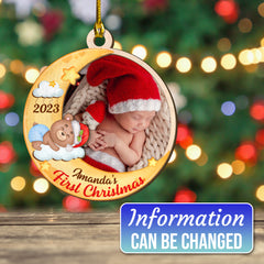 Personalized Baby First Layered Wood Ornament 1St Christmas