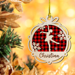 Personalized Ballet Layered Wood Ornament Custom Name