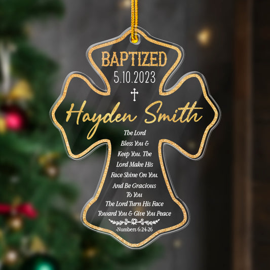 Personalized Baptism Acrylic Ornament The Lord Bless You And Keep You