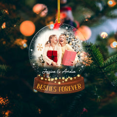 Personalized Best Friends Acrylic Ornament With Christmas Decorations