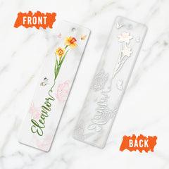 Personalized Birthday Acrylic Bookmark Flower Art