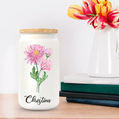 Personalized Birthday Frosted Bottle With Floral Motif Decoration